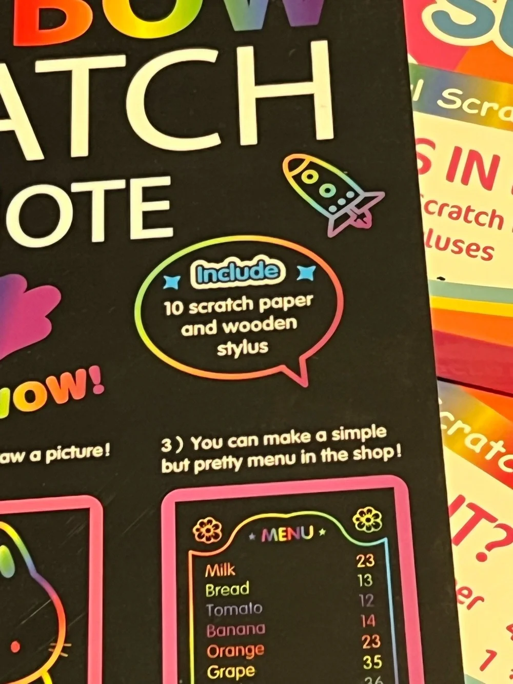 🌈 Set of 3 Rainbow Scratch Paper Note Pads 160 total pages 10 stylus